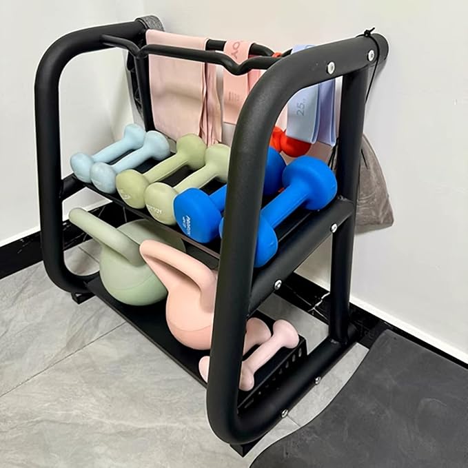 Kettlebell Storage Rack, 2-Tier Weight Racks, Kettlebell Stand, Dumbbell and Kettlebell Rack for Home Gym, Black