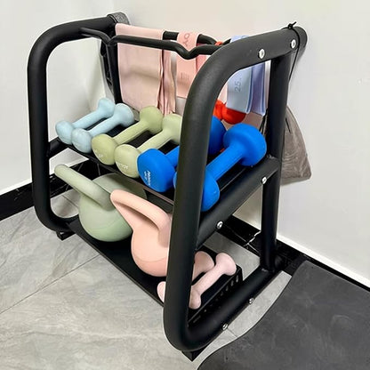 Kettlebell Storage Rack, 2-Tier Weight Racks, Kettlebell Stand, Dumbbell and Kettlebell Rack for Home Gym, Black