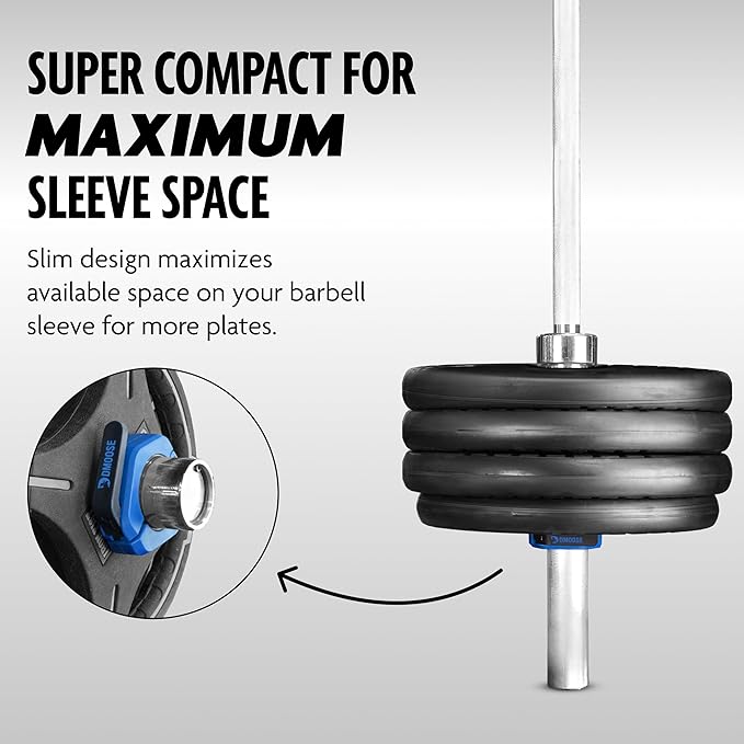 DMoose Fitness Barbell Clips 2" (Pair) - Quick Release Olympic Barbell Clamps & Collars with Anti Slip TPR Lining for Secure Weightlifting & Powerlifting - Weight Clips for Bars at Home or Gym