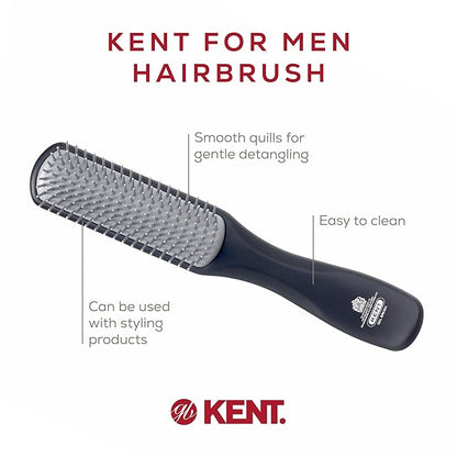 Kent KFM3 Gel Styling Hair Brush for Men, 9 Row Men's Hair Brush with Ionic Anti Static Bristles, Detangling and Smoothing Short to Medium Length Hair