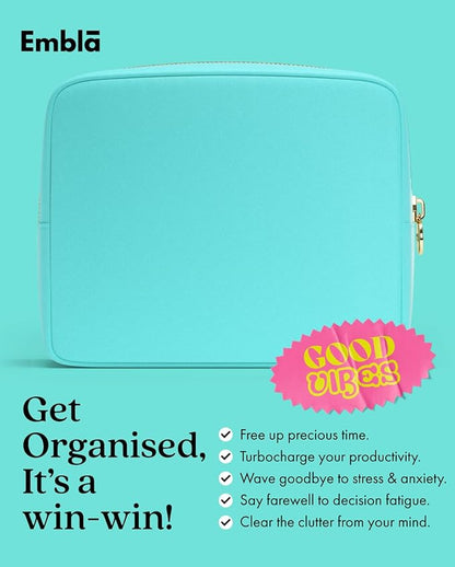 Embla Makeup Bag Travel Cosmetics Pouch and Toiletry Bag, Nylon Zipper Pouch Purse, Cute Make Up Organizer Storage Tote for Women Girls, Waterproof Travel Skincare Case, Large Makeup Bags, Candy Floss