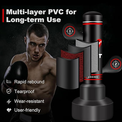 Upgraded Heavy Freestanding Punching Bag for Adults Teens, 70” Standing Punching Bag with Gloves, Pump and Jump Rope, Boxing Reflex Ball, Women Men Kickboxing Bags for Training MMA Fitness Home Gym