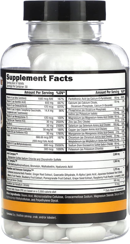 CONTROLLED LABS Orange Triad Daily Multivitamin, Iron Free Sports Supplement for Workout, Digestion, Immune, and Joints, 30 serv Muscle Building and Recovery Tablets