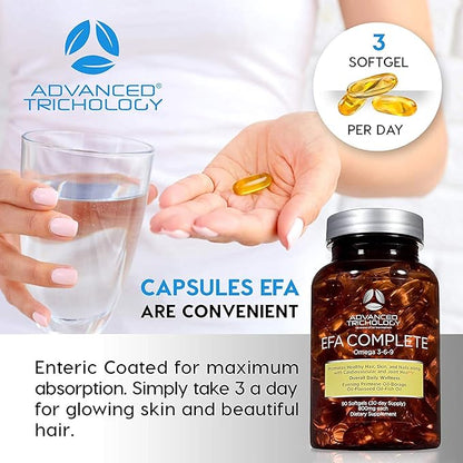 EFA COMPLETE with Optimal OMEGA 3 6 9 levels of High Potency Flax Oil, Fish Oil, Borage Oil, and Evening Primrose Oil 800mgs (90count) 3rd Party Tested - High in GLA and 369 Omegas