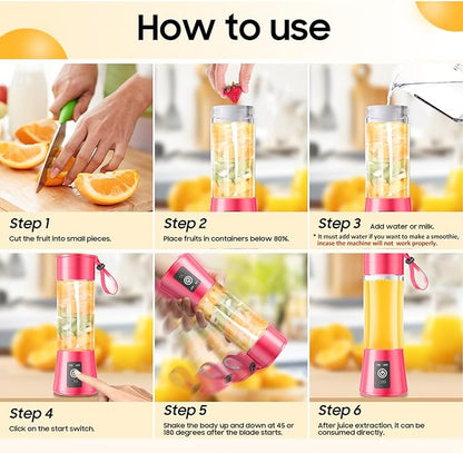 Personal Blender for Shakes and Smoothies - 2025 New Upgrade Cordless Portable Blender USB-C Rechargeable, 380Ml BAP Free Juice Cup, 6 Blades Freshly Squeezed for Picnic/Sprots, 20000Rpm/Min Speed