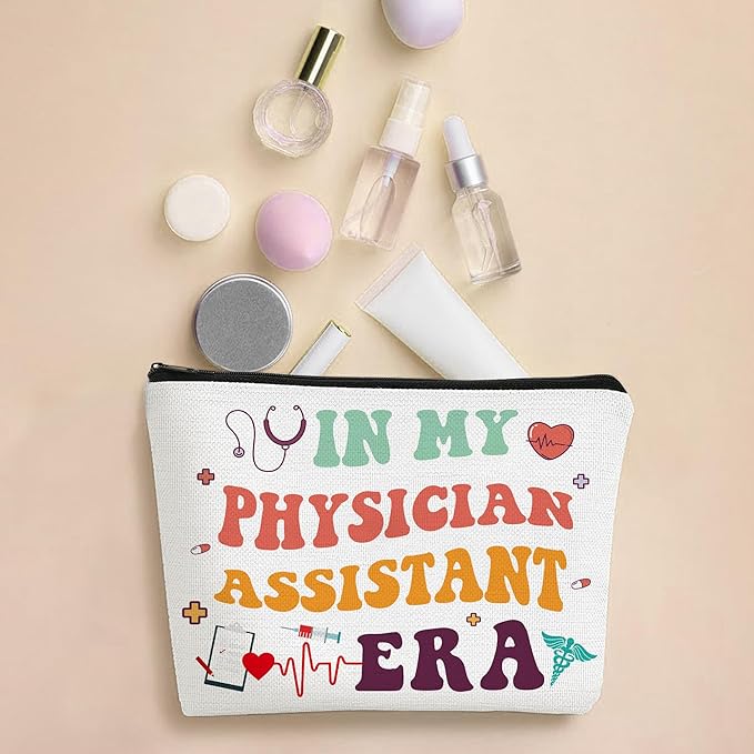 In My Physician Assistant Era Medical Students Graduation Gift Makeup Bag Canvas Cosmetic Bags with Zipper Portable Travel Organizer Pouch for Nurse Doctor Medical PA Bag