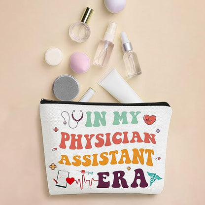 In My Physician Assistant Era Medical Students Graduation Gift Makeup Bag Canvas Cosmetic Bags with Zipper Portable Travel Organizer Pouch for Nurse Doctor Medical PA Bag