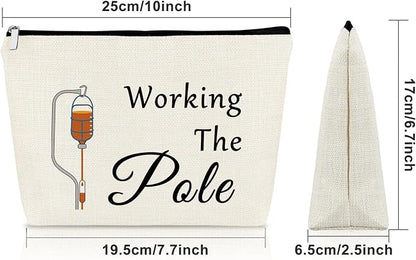 Sazuwu Nurse Practitioner Gifts for Women Funny Makeup Bag Nurse Appreciation Week Gifts Working the Pole Thank You Graduation Birthday Cosmetic Travel Bag