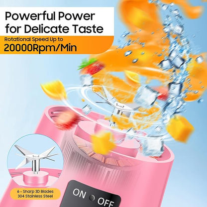 Portable Personal Size Mini Blender - 2025 Upgraded Cordless Blender for Smoothies & Shakes, Type-C Rechargeable, 380Ml Traveling BAP Free Juicer Cup for Sports/Travel/Home, 20000Rpm/Min Speed