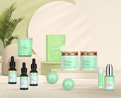 Father's Day Gift, Facial Skin Care Set & Spa Kit - Gift for Men & Women Ideas, Self-care Relaxation Gifts, Skin Care Collection with Essential Oils, Hyaluronic Acid Serum, Vitamin E, Tea Tree, Dad