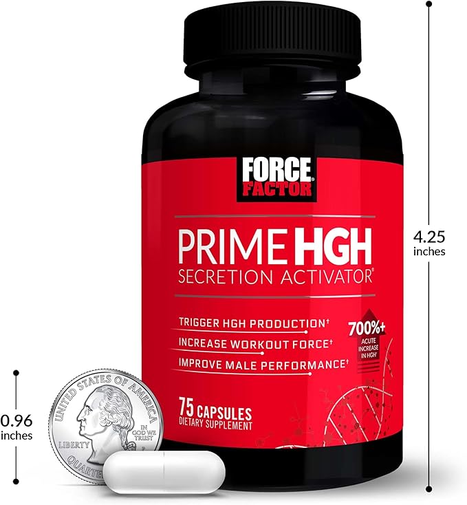 FORCE FACTOR Prime HGH Secretion Activator, 2-Pack, HGH Supplement for Men with AlphaSize to Help Trigger HGH Production, Increase Workout Force, & Improve Performance, 150 Capsules