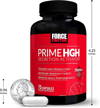 FORCE FACTOR Prime HGH Secretion Activator, 2-Pack, HGH Supplement for Men with AlphaSize to Help Trigger HGH Production, Increase Workout Force, & Improve Performance, 150 Capsules