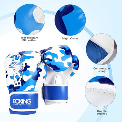 Kids Boxing Gloves, Boxing Gloves for Children 3-9 Youth Boys Girls Toddler PU Cartoon Sparring Training Boxing Gloves for Punching Bag, Kickboxing, Muay Thai, MMA