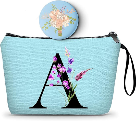 SEAMOON Maid of Honor Friendship Birthday Gifts for Women Her Aunt Sister Bridesmaid Coworkers Bride Personalized Makeup Cosmetic bag with Mirror Mothers Day Christmas Graduation A