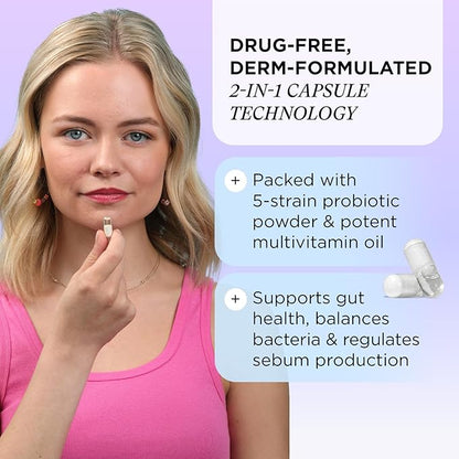 ZitSticka Vitamin Acne Supplement for Cystic Acne w/ 30 Natural Caps for Women and Men, Supplements for Hormonal Support, Skin Clarity, Dark Spots - Dermatologist Tested (Skin Discipline)