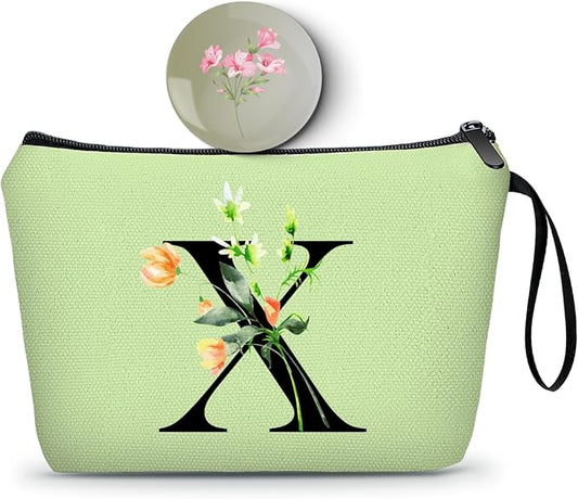 SEAMOON Happy Birthday Friendship Bridesmaid Team Gifts for Employees Women Mom Aunt Daughter Teenage Girl Personalized Make up Cosmetic Bag Travel with Mirror Mothers Day Christmas Graduation X