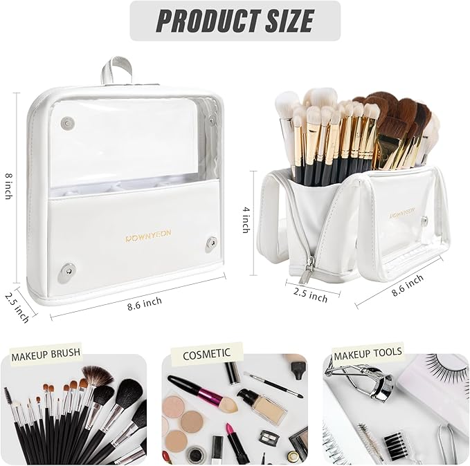 ROWNYEON Clear Makeup Case Toiletry Bag Multipurpose Travel Makeup Train Case Portable Cosmetic Organizer Transparent Storage Bag