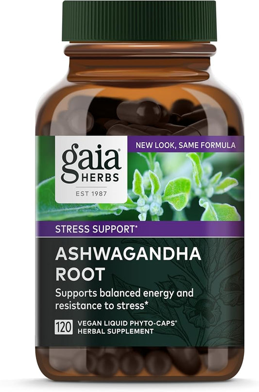 Gaia Herbs, Ashwagandha Root Vegan Liquid Phyto Capsules - Stress Relief, Immune Support Supplement, Balanced Energy Levels and Mood , 120 Ct (Pack of 1)