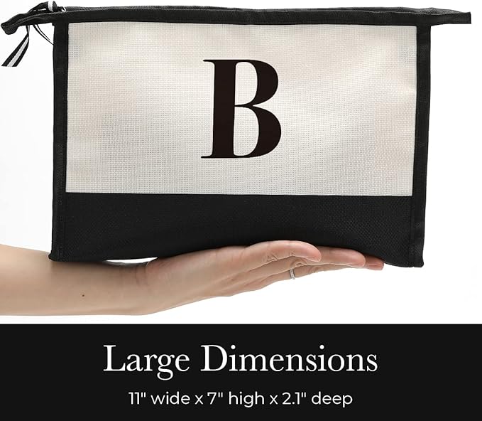 Monogrammed for Women Initial bridesmaid gifts, Personalized monogram Monogram Cosmetic Bag,Travel Makeup Bag Suitable for Wedding weekend Beach Gift for Women Teachers Friends.Pure letters B