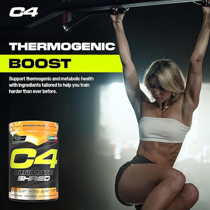 Cellucor C4 Ultimate Shred Pre Workout Powder, Metabolism Supplement with Cayenne Extract+300mg Caffeine+TeaCrine+Dynamine - Orange Creamsicle, 20 Servings