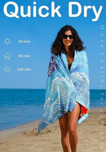 Microfiber Thin Lightweight Beach Towel Sand Free Quick