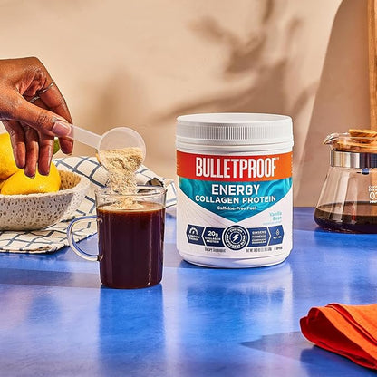 Bulletproof Vanilla Bean Energy Collagen Protein Powder, 18.3 Ounces, Caffeine-Free Fuel with Vitamins and Antioxidants