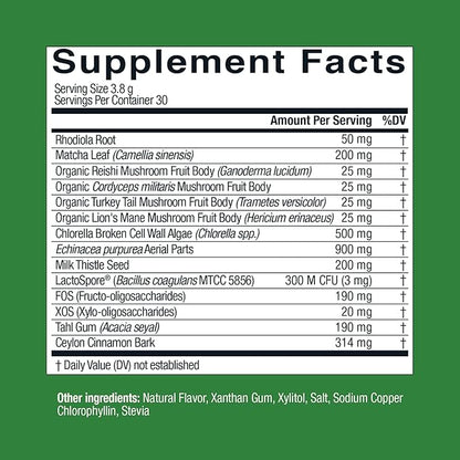 Live Conscious Beyond Greens Superfood Powder - Delicious Debloating Super Greens Powder - Matcha Greens Blend w/Chlorella, Echinacea, Probiotics for Immune Support & Energy
