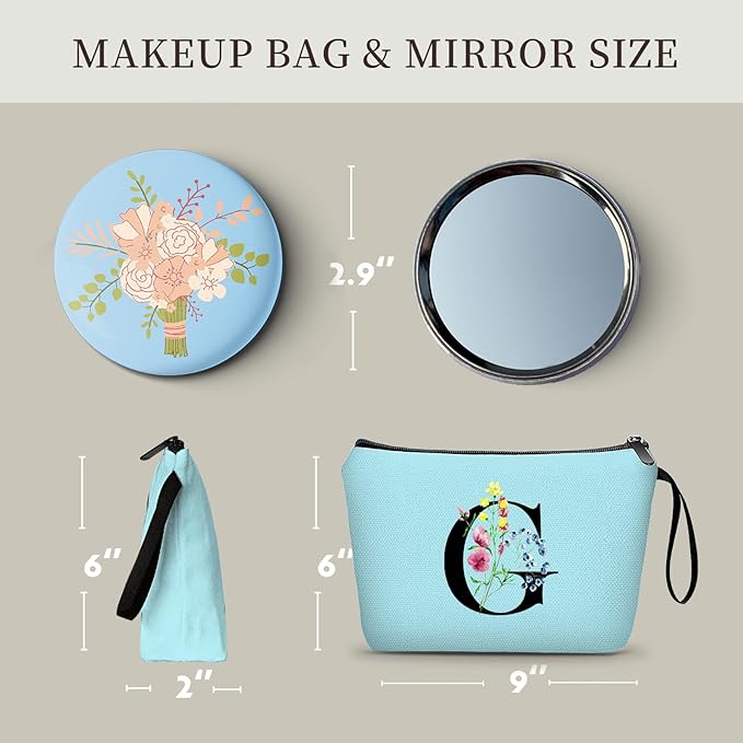 SEAMOON Maid of Honor Friendship Birthday Gifts for Women Her Aunt Sister Bridesmaid Coworkers Bride Personalized Makeup Cosmetic bag with Mirror Mothers Day Christmas Graduation G