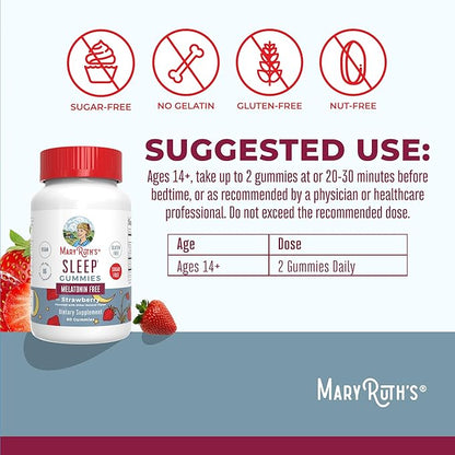 Sleep Gummies by MaryRuth's | Sugar Free | NO Melatonin | L Theanine | Lemon Balm Leaf | Chamomile | Vitamin B6 | Relaxation & Sleep Support | Stress Relief | Vegan | Gluten Free | 60 Count