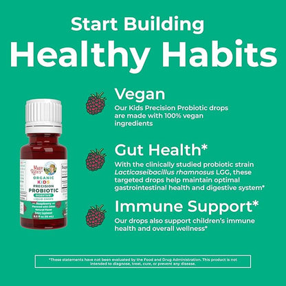 MaryRuth Organics USDA Organic Liquid Kids Probiotic Drops | Digestive Health | Gut Health | Kids Immune Support Supplement | Overall Health and Wellness | Non GMO | Vegan | 30 Servings