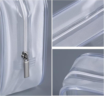 5 Pack Clear Plastic Zippered Toiletry Carry Pouch TSA Approved Toiletry Bag Portable Cosmetic Makeup Bag for Vacation, Bathroom and Organizing (White, Small)
