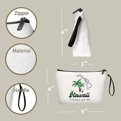 Hawaii Makeup Bag - Summer & Beach Gifts for Women, Travel & Birthday Gifts for Friends, Family