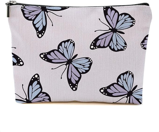 Purple Butterfly Makeup Bag Cosmetic Bag Butterfly Gifts for Women Girls Friend Niece Daughter Butterflies Lovers Gifts Travel Organizer Zipper Pouch Graduation Birthday Friendship Gifts