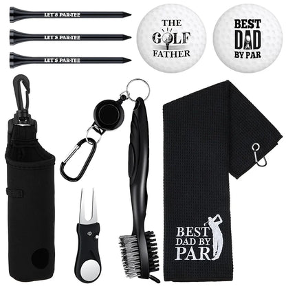 9 Pcs Golf Accessories Kit Golf Club Cleaning Kit Include Microfiber Towel, Cleaner Brush, Ball and Tee Holder, Divot Repair Tool, Ball Bag with Hook for Men Women Gifts