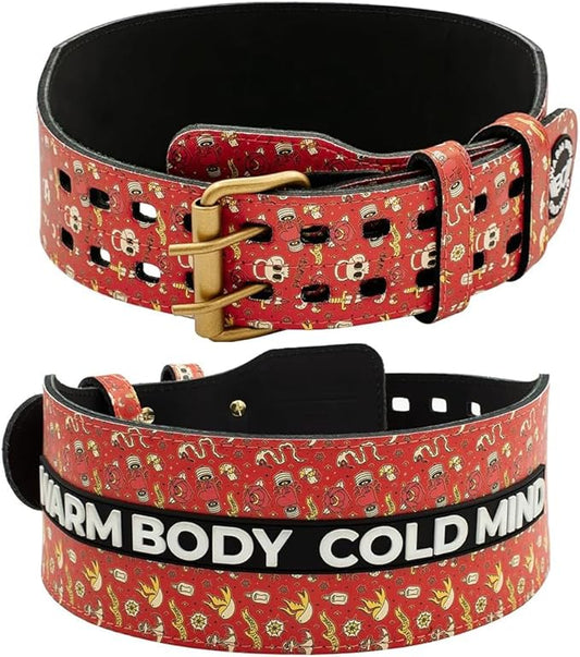 WARM BODY COLD MIND Leather Weight Lifting Belt 4" Adjustable