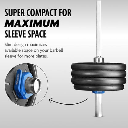 DMoose Fitness Barbell Clips 2" (Pair) - Quick Release Olympic Barbell Clamps & Collars with Anti Slip TPR Lining for Secure Weightlifting & Powerlifting - Weight Clips for Bars at Home or Gym