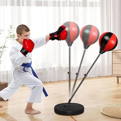 Punching Bag for Kids, Boxing Bag for 3-8 Years Old, Punching Bags with Height Adgustable Stand, Kids Boxing Set with Gloves, Sport Toy for Boys & Girls