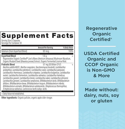 Ancient Nutrition Regenerative Organic Certified Probiotics for Gut Recovery, Probiotics Gut Recovery, for Healthy Digestion and Immune System Function Support, 50 Billion CFUs* Per Serving, 60 Count