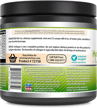 Amazing Formulas Hydrolyzed Collagen with Hyaluronic Acid & Multivitamins Supplement | 30 Servings Powder | 660 Grams | Japanese Matcha Flavor