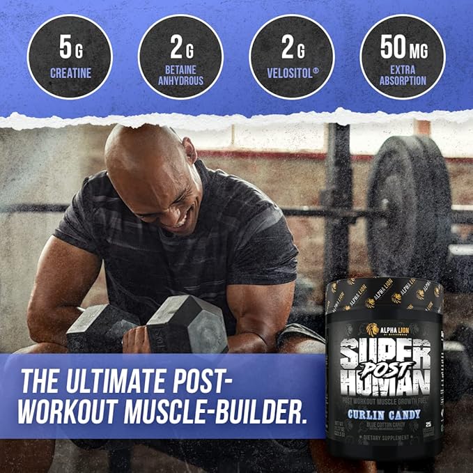 ALPHA LION Superhuman Post, Post Workout Recovery, Fast Acting Post Workout for Men & Women (25 Servings, Curlin Candy)