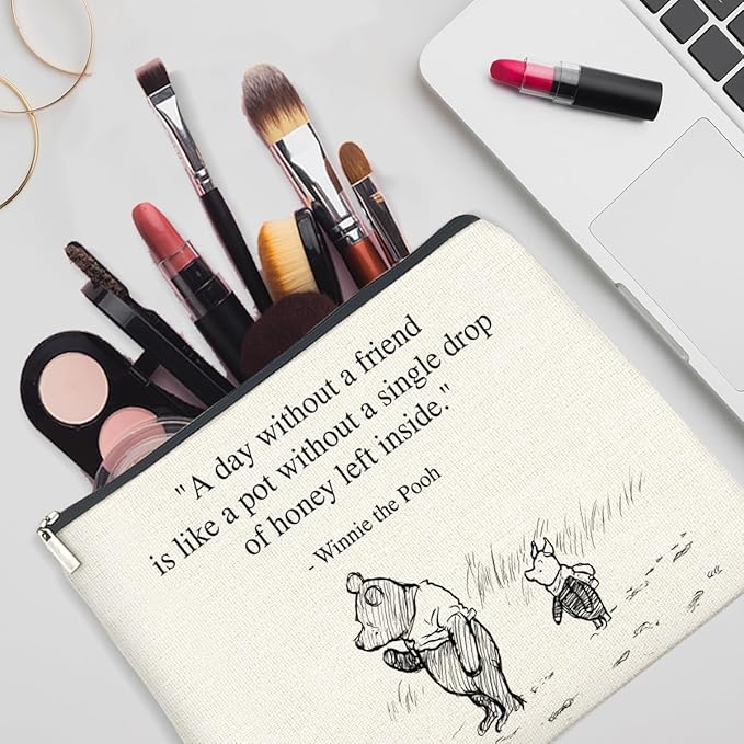YeleY Winnie the Pooh Classic Cosmetic Bag - Friendship Gift for Best Friends, Girls & Women