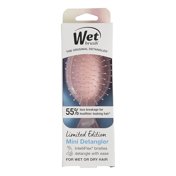Wet Brush Mini Detangler Hair Brush, Bronze (Iridescence Icon), Detangling Travel Hairbrush, Ultra-Soft IntelliFlex Bristles Glide Through Tangles with Ease, Pain-Free, All Hair Types, Limited Edition