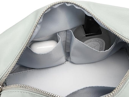 Organizer Bag Lightweight Cosmetic Bag with Ring Clasp Perfect Travel Makeup Bag for Women nylon Stand Up Design (Grey/Nylon)