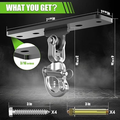 Eapele Punching Bag Hanger, Heavy Bag Ceiling Mount Holder for Hanging, 360° Swivel Boxing Bag Hanger for MMA Training, Muay Thai Bags, Heavy Duty Hook for Aerial Yoga, Porch Swings, Hammock Chairs