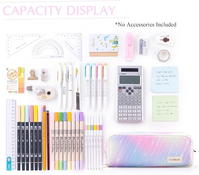 CICIMELON Large Capacity Pencil Case 3 Compartment Pouch Pen Bag for School Teen Girl Boy Men Women (Meteor)