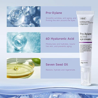 VGO Skin Care Set, with Snail Mucin 92% Moisturizer, Vitamin C Serum & Pro-Xylane Active Eye Cream, 3-Step Skin Care Kit, Day & Night Skincare Routine