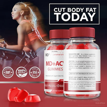MD + ACV Gummies - MD+ ACV Gummies, MD and ACV Gummies for Advanced Weight Loss, Maximum Strength Supplement, MD+ Apple Cider Vinegar Gummies, MD Plus ACV Reviews (60 Gummies)