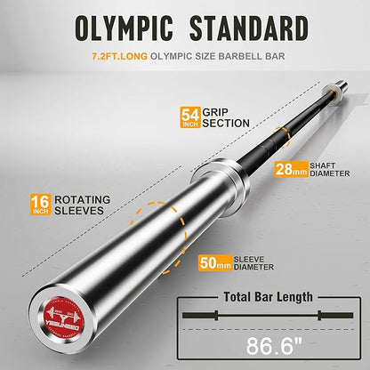 Olympic Barbell EZ Bar Curl Bar 4ft/5ft/7ft 2 Inch (300lb/330lb/400lb/700lb/1000lb/1500lb)