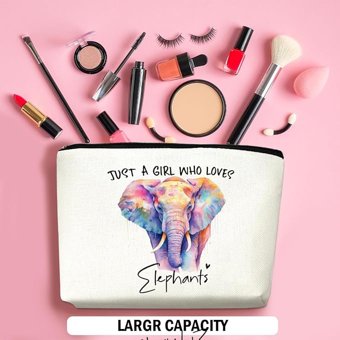 Elephant Gifts for Women Makeup Bag, Elephant Stuff Cosmetic Bag Travel Organizer Bags, Elephants Lovers Makeup Pouch, Christmas Birthday Animal Lovers Gifts for Women Girls Friends Daughter