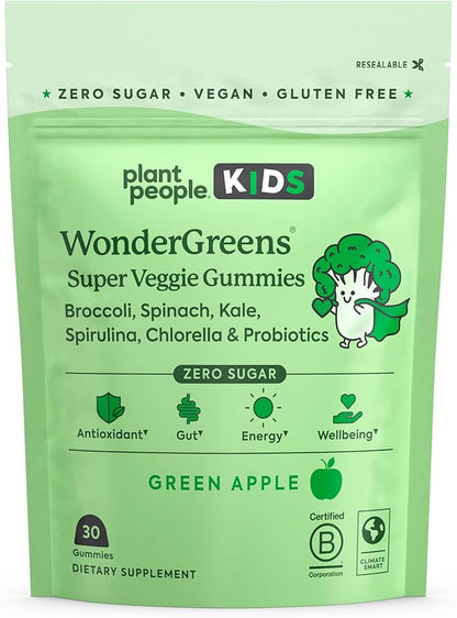 Plant People Kids WonderGreens Super Veggie Gummies for Kids (30 Count)
